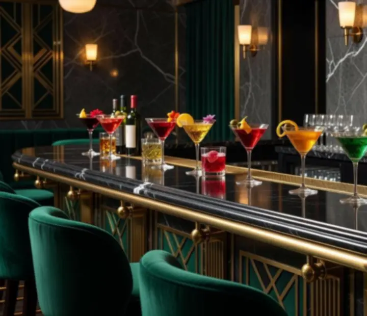 Eleganckie koktajle i wina serwowane w luksusowym barze restauracji