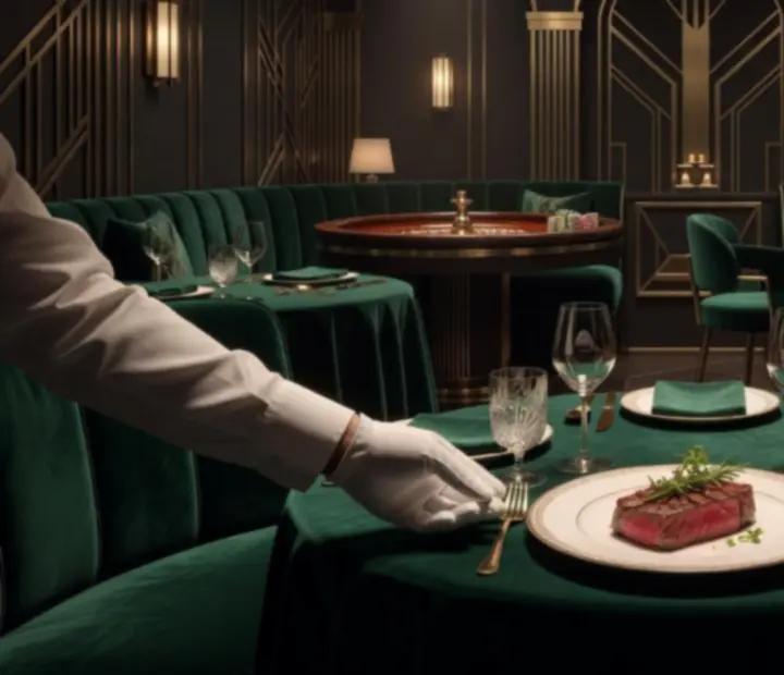 Elegancki stek podany w restauracji Art Deco DESUM Számítástechnikai